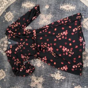 Black floral midi ling sleeve dress